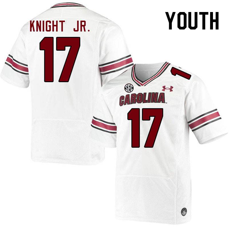 Youth #17 Demetrius Knight Jr. South Carolina Gamecocks College Football Jerseys Stitched-White
